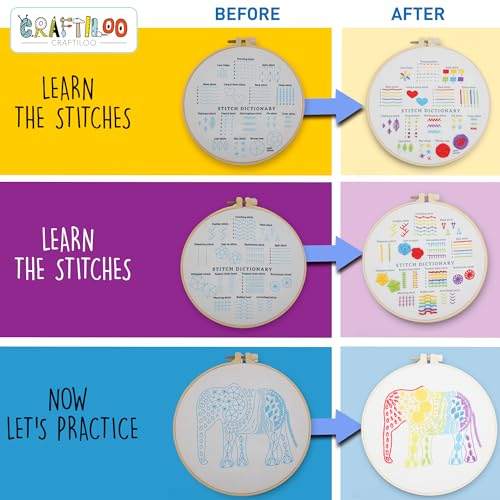 Image of CRAFTILOO Embroidery Kit for Beginners Cross Stitch Kits for Beginners Needlepoint Kits for Adults Embroidery Kits for Adults Cross Stitch kit Elephant