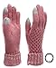 Women's Winter Touchscreen Wool Blend Soft Knitted Warm Gloves with MIRMARU Hair Tie