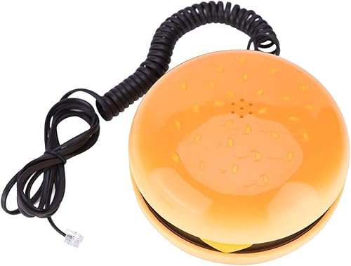 Yctze Teléfono de hamburguesa vintage novedoso - Teléfono fijo con cable para decoración de casa con diseño de hamburguesa con queso y esfera