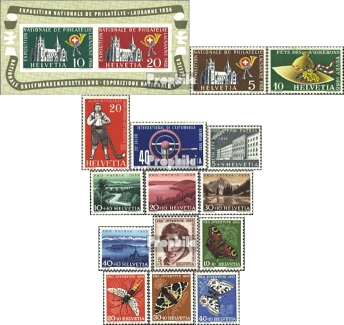 Sellos Prophila Suiza 607-622 serie Vendimia 1955 de alta calidad filatélica