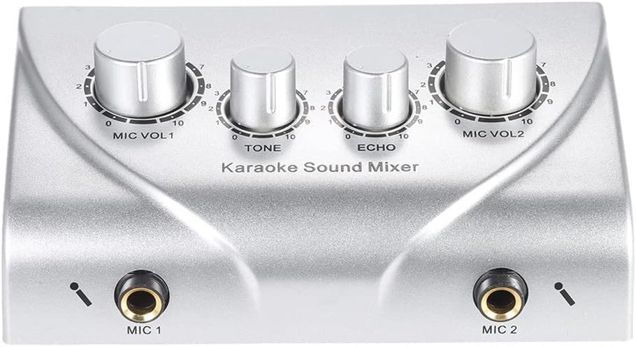 Karaoke Sound Mixer Dual Mic Inputs With Cable N-1 Black Color (white)