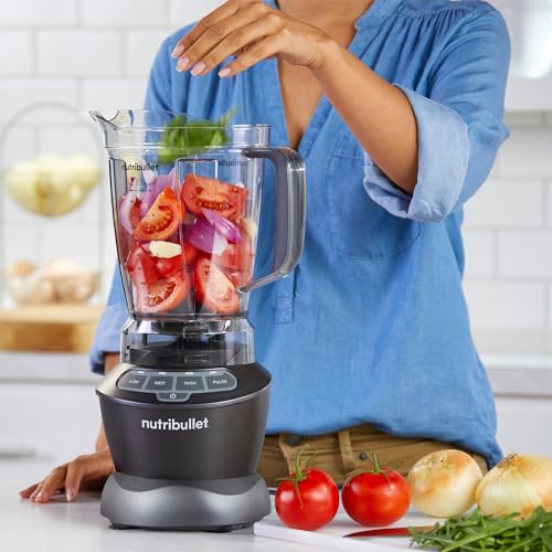 Nutribullet Full-Size Blender Combo, Single-Serve & Large Capacity, 1200W, 64oz Pitcher, 32oz Cup, Extractor Blade, 3-Speed, Pulse, Smoothies, Soups, Sauces, Easy Cleaning, Dark Gray, NBF50500 - image 8
