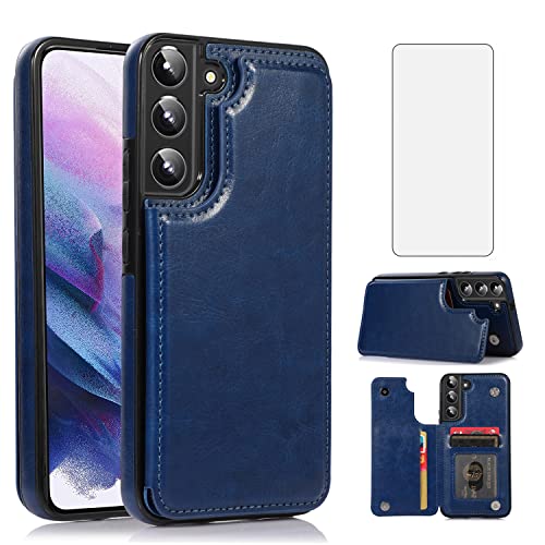 Coque portefeuille Samsung S22 Plus 5G protection écran verre Asuwish