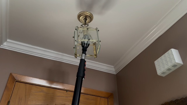 Image of Buyplus 18.5FT Reach Light Bulb Changer for High Ceilings with 3-12.5FT Telescopic Extension Pole, Easy Flip-Tab Lock Bulb Changing Pole Extension with Basket and Suction Cup for Recessed Lights