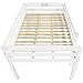 Camaflexi Tribeca Solid Wood Low Loft Bed Frame / 14 Wood Slats and 2 Center Supports / No Box Spring Necessary / Easy Assembly / Full - White, T1303F