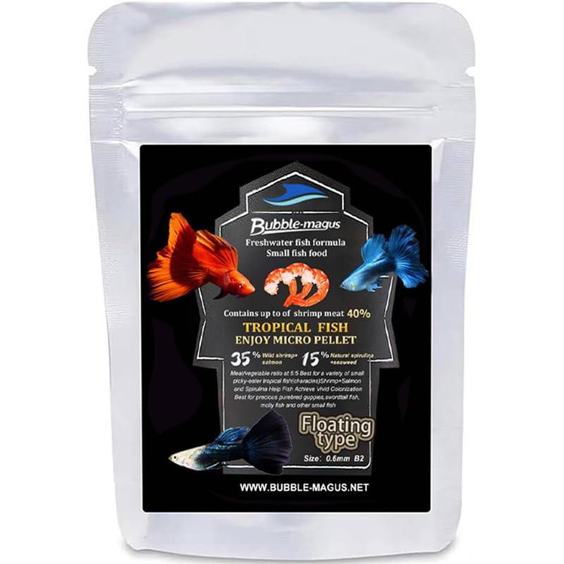 Bubble Magus Royal Guppy Mignon Pellet, All Natural Guppy Food, Sword Prawns, Spirulina, Highly Nutritious, for Cleaner Water and More Vibrant Color (2 Ounce)