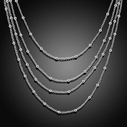 Colliers superposés perles rondes argent 925 ras du cou tendances