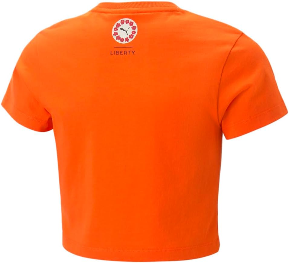 PUMA Toddler Girls Liberty Tee Graphic Crew Neck Short Sleeve Casual Tops Casual - Orange