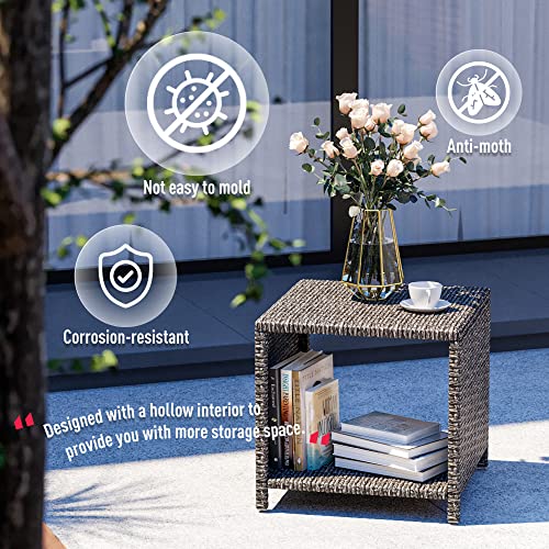 Pamapic 5 Pieces Wicker Patio Furniture Set Outdoor Patio Chairs With Ottomans Conversation Furniture With Coffetable For Poorside Garden Balcony(Grey Cushion +Grey Rattan) #TOP2