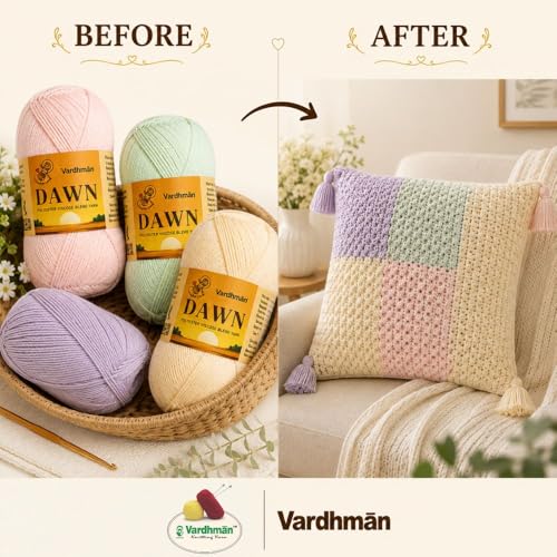 Image of Vardhman Dawn Polyester Viscose Yarn - Soft Yarn for Knitting, Crochet & DIY Craft Projects | Ideal for Garments, Toys, Accessories & Home Decor | Pack-1 Ball, 100g Each DAL008