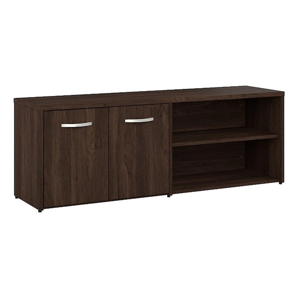 Bush Business Furniture Studio C Low Storage Cabinet with Doors and Shelves in Black Walnut, Office Organizer for Workspace, Compact Unit
