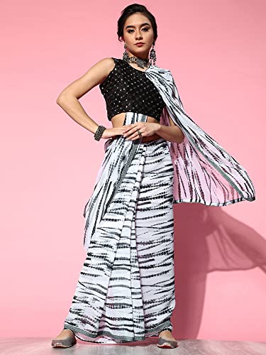 Image of AKHILAM Women's Crepe Printed Saree With Unstitched Blouse Piece (LIHAZ10 Parent)