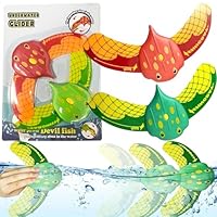 Giggleye Unterwasser Glider Tauchspielzeug für Kinder, Teufel Fisch Schwimmbad Spielzeug, Pool Spielzeug, wasserspielzeug Jugendliche Kinder (2 PCS Rot und Grün)