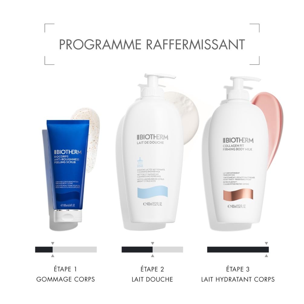 Biotherm, Collagen Fit, Lait Raffermissant Hydratant, Enrichi en Biotech Plankton, Fractions de Peptides de Collagène et Caféine, Tous Types de Peau, 400 ml