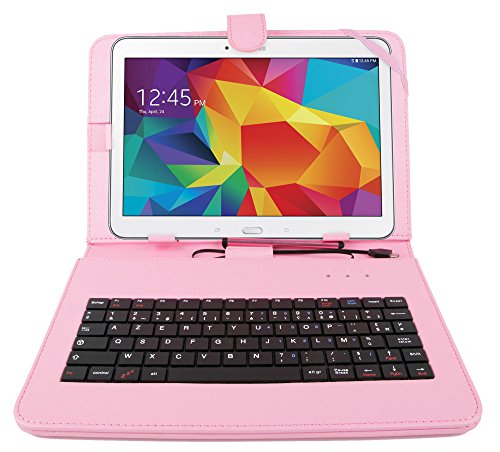 DURAGADGET Etui Rose + Clavier intégré AZERTY pour Samsung Galaxy Tab 4 (SM-T530/T533), Tab A 9,7