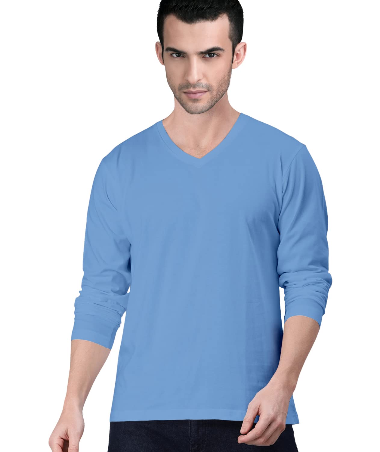 Cricmarket Premium Plain Men V Neck Full Sleeves T Shirt. Festive,Offer,Discount,Sale,Limited Edition, Trendy, Trending Tshirts.-image-3