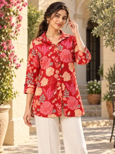 feranoid Versatile Collared Shirt for Women (Red, S-3XL) - Image 6