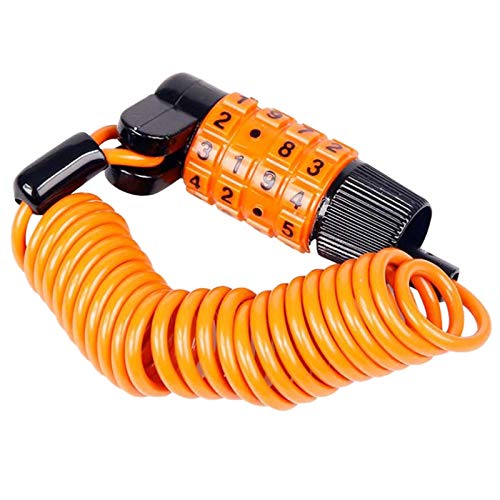 Casstad Bicycle Combination Lock Portable 4 Digits Road Bike Lock Codes Changeable Compact 1.2M Cable Zinc Alloy Body,Orange