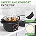 Nutrichef 6 Quart Electric Dutch Oven | 1500W 5-in-1 Enamel Coated Cast Iron Pot with Stainless Steel Lid | Precise Temperature Control | Includes 2 Silicone Pot Holders & Heat Resistant Pad | Black