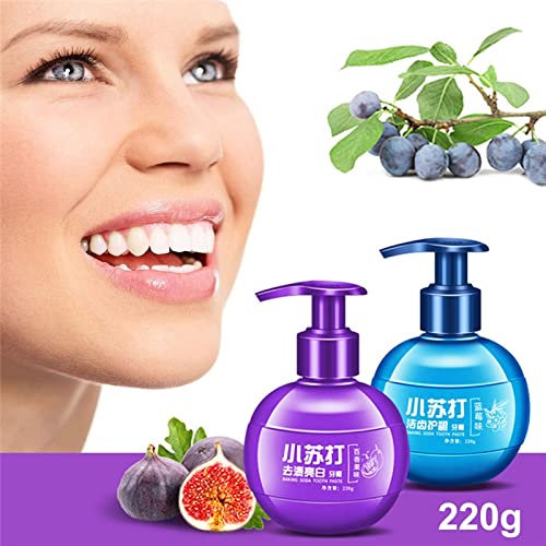 220G Instant Clean Intensive Stain Removal Whitening Toothpaste Baking Soda Blueberry Flavor Toothpaste Prevent Tooth Decay (Purple) #TOP2
