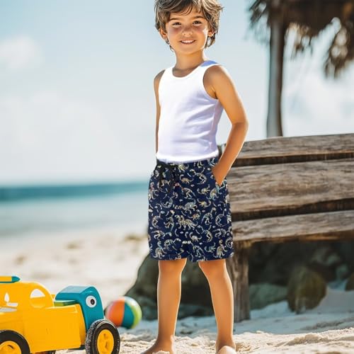 TOADDITDO Dinosaur Print Boys Swim Trunks Quick Dry Beach Trunks with Pockets for Holiday4
