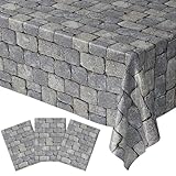 Stone Wall Table Covers (Pack of 3) - 54'x108' XL - Medieval Party Decorations, Knight Themed Party Supplies, Castle Parties, Cobblestone, Stone Scene Setter, Knight Birthday Decorations