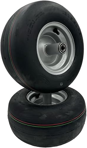 Juego de 2 ruedas plateadas lisas de 13 x 6.50 – 6 – Compatible con Hustler Part 604717