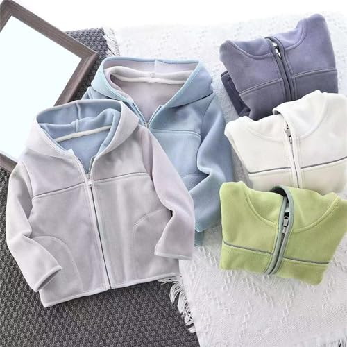 Hooded Zip 𝗣olar Fleece Jacket Lightweight Solid Windproof Long Sleeve Outerwear Thick Casual Coat with Pocket3