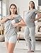SUNNYBUY Damen Umstandsmode Stillpyjama-Set, Kurzarm-Stillshirts, Schwangerschafts-Shorts und Hosen, 3-teiliges Stillpyjama-Set, Grau&Streifen M