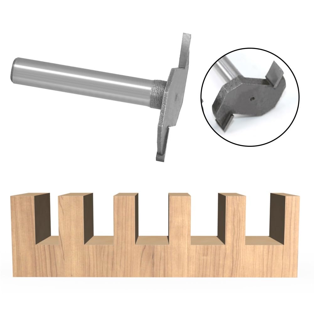 5-teilige Fräser-Bit-Sets, 6 mm/6,35 mm Schaft, klassischer T-Nuten-Fräser, C3-Hartmetall „T“-Typ, Keksverbindung, Schlitzfräser, Holzfräser for die Holzbearbeitung (Size : 6mm)