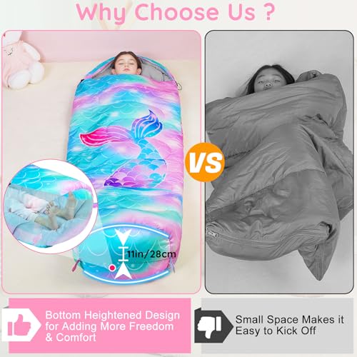 Image of FIOBEE Kids Sleeping Bag 3 Season Camping Sleeping Bags for Girls Toddler