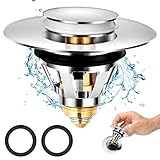 Ainiv Pop-up Sink Plugs with 2 Seals, Universal Sink Strainer for Bathroom 34-38mm, Push-Type Bounce core Strainer Drain Protector, Hair/Ring Trap Catch Catcher, Bullet Core Push Type Filter