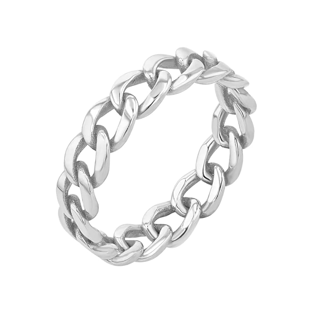 Amazon.com: PYTALI Cuban Link Chain Ring for Women 10K/14K