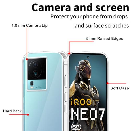 Image of amazon basics Compatible with IQOO NEO 7 Case Cover Transparent Non-Slip Hard PC Shockproof Bumper Protective Back Cover - Clear