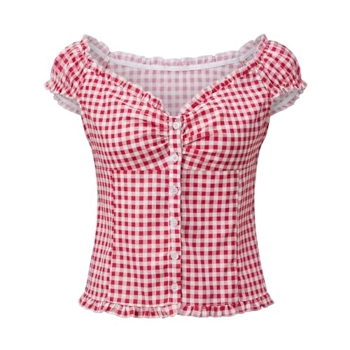 Image of Fairy Grunge Y2k Shirts Vintage Crop Tops Short Sleeve Girls Slim Fit Tees