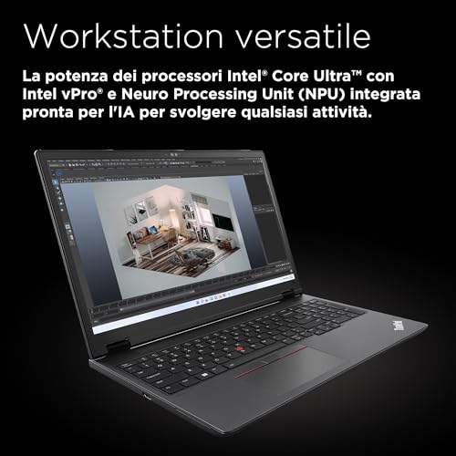 Workstation Mobile 16 Pollici ThinkPad P16v Gen 2, Laptop Professionale Windows 11 Pro, Intel Core Ultra 7 155H, RAM 2x16GB DDR5, 1TB SSD NVMe - Computer NVIDIA RTX 500 Ada, USB-C e HDMI - Notebook - Immagine 1