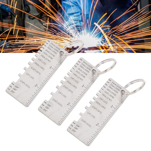 WALFRONT 3 piezas de calibradores de espesor de lámina metálica, herramienta de inspección para soldadura en acero inoxidable miniatura 3