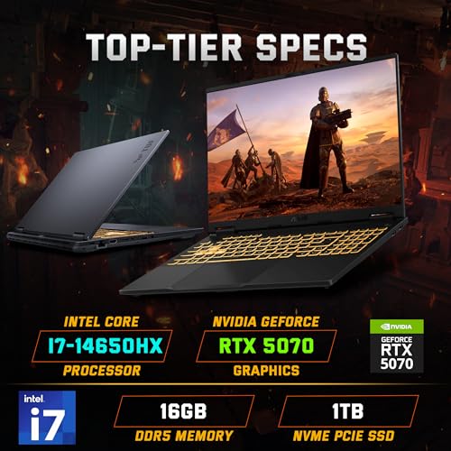 Image of ASUS TUF F16 16 inch WUXGA 165Hz Gaming Laptop, Intel i7-14650HX, NVIDIA GeForce RTX 5070 8GB, 16GB DDR5, 2TB Storage(1TB SSD&1TB Docking Station), Backlit Keyboard, IR Camera, Wi-Fi 6E, Win 11 Pro, Gray
