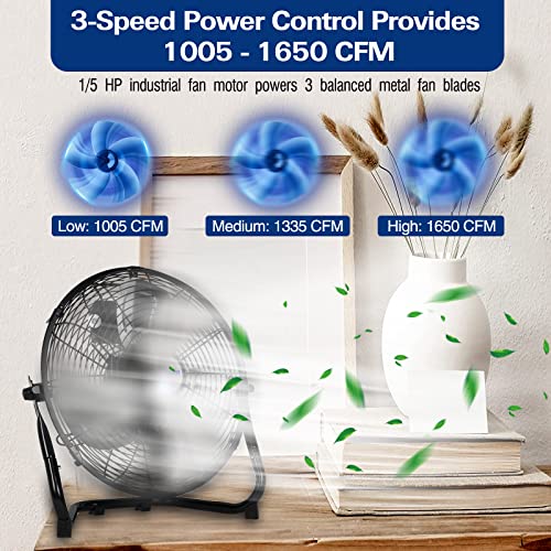 Bilt Hard 12" 3-Speed High Velocity Metal Fan, 1650 Cfm, Heavy Duty Metal Floor Fan With 180-Degree Tilt, All-Metal Construction, Powerful Airflow For Home, Residential Use #TOP1