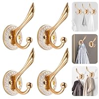 Noekye Coat Door Wall Metal Hat Towel Bag Hooks Rack Hanger Hook Handy Screw in Wall Mounted Stick on for Hanging, 4 Pack Electrum
