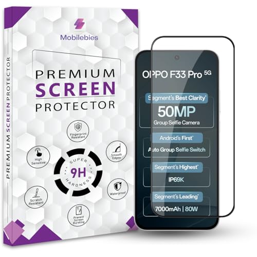 Image of Premium Tempered Glass Screen Protector Guard For Oppo F33 Pro 5G (6.57 Inch, Pack of 1) | Edge to Edge Coverage With Easy to installation kit