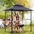 8x5 Grill Gazebo, Outdoor BBQ Grill Patio Canopy with 2 Handy Shelves & LED Lights, Double Roof Barbecue Gazebo Canopy (Gray)