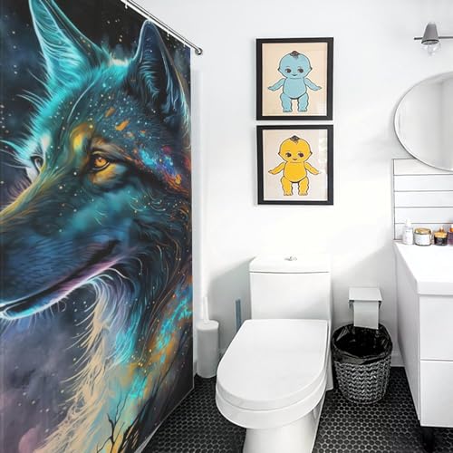Rideau de douche imperméable en polyester 152x183 cm pour baignoire Cloudy Loup
