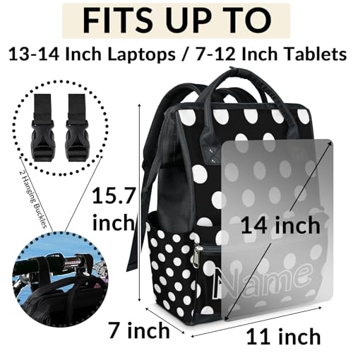 Polka Dot Laptop Backpack for Women and Men, Waterproof Work Travel Backpack Vintage Black White Polka Dot Business Computer Nurse Teacher Bag3