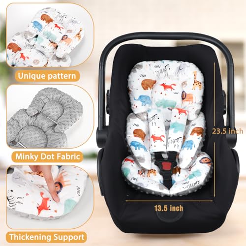 Image of Infant Car Seat Insert, Car Seat Head Support Baby with 2 Covers, Ultra-Soft Newborn Carseat Insert, Perfect for Car Seat, Stroller, Swing, Animals