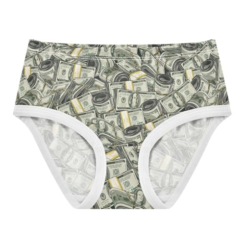 Little Girls' Soft Cotton Underwear Kids Breathable Comfort Money Dollar Panties Briefs Toddler Undies