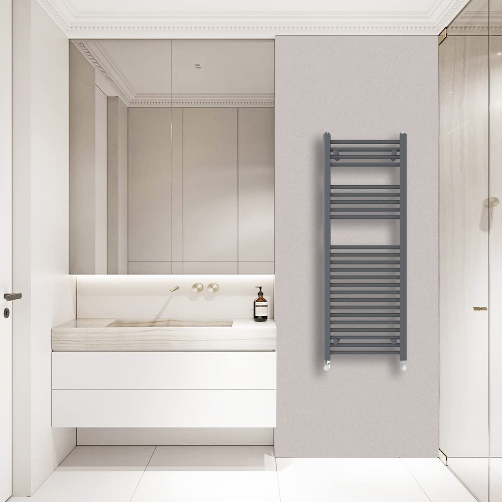 Warmehaus Anthracite Straight Heated Towel Rail Radiator Ladder Grey 1200X450mm Central Heating Radiators For Bathroom Kitchen