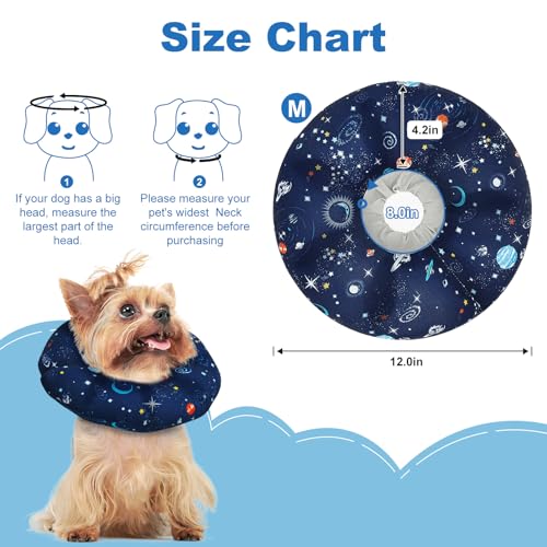 Image of Soft Inflatable Dog Cone Collar Alternative to Stop Licking- Adjustable Dog Neck Donut Collar for Surgery Recovery, Cone for Dogs X-Small and Puppy (Star Blue)