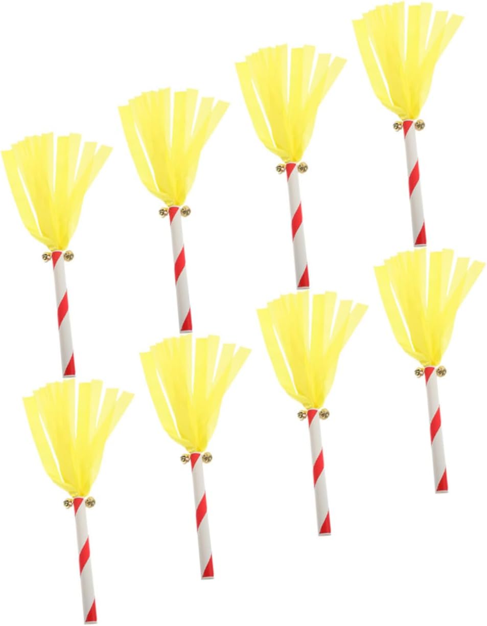 Abaodam 16pcs Cheerleading Pompom Sticks for Boys and Girls Eye-catching Yellow Cheer Props for Kindergarten Sports Events and Parties Lightweight and Easy to Clean