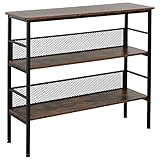 HOMCOM Standregal im Industrie-Design, 3-stufiges Lagerregal, Aktenregal, Küchenregal, Spanplatte, Braun+Schwarz, 100 x 32 x 92 cm